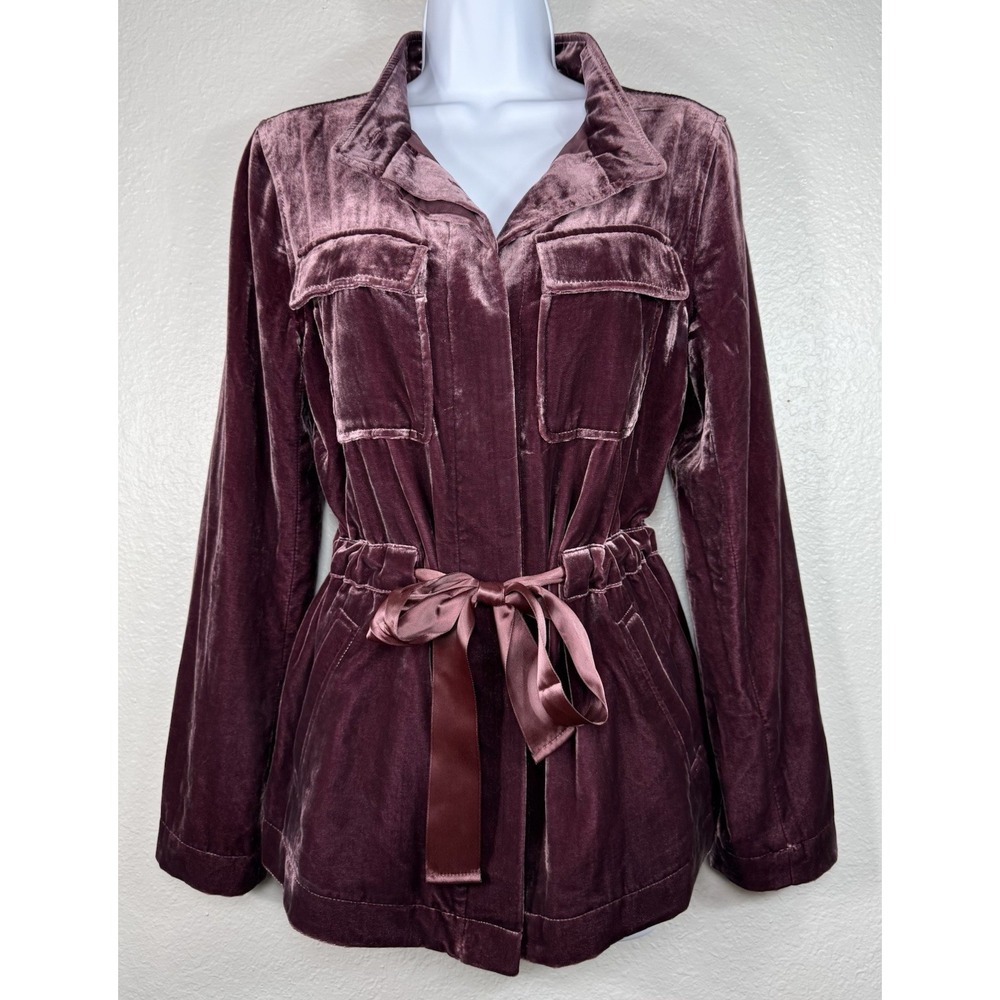 Ann Taylor LOFT Mauve Crushed Velvet Button Front Jacket Women's Small